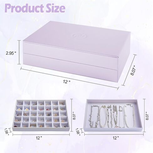 Neateam Jewelry Organizer with 3 Layer, White Velvet Jewelry Box with Clear Acrylic Lid for Storage Earring Bangle Bracelet Necklace and Rings, Jewelry Display Case Gift for Women Girls in Kuwait