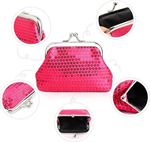 محفظة عملات معدنية صغيرة من Oyachic مكونة من 4 قطع مع مشبك Kisslock تغيير محفظة صغيرة للعملات المعدنية للنساء والفتيات مقاس 9 سم طول × 7 سم ارتفاع. in Kuwait