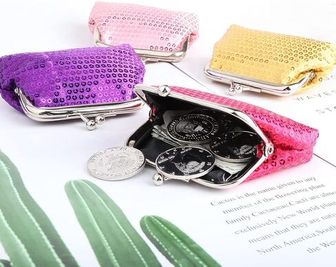 محفظة عملات معدنية صغيرة من Oyachic مكونة من 4 قطع مع مشبك Kisslock تغيير محفظة صغيرة للعملات المعدنية للنساء والفتيات مقاس 9 سم طول × 7 سم ارتفاع. in Kuwait