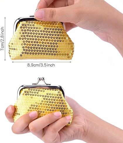 محفظة عملات معدنية صغيرة من Oyachic مكونة من 4 قطع مع مشبك Kisslock تغيير محفظة صغيرة للعملات المعدنية للنساء والفتيات مقاس 9 سم طول × 7 سم ارتفاع. in Kuwait