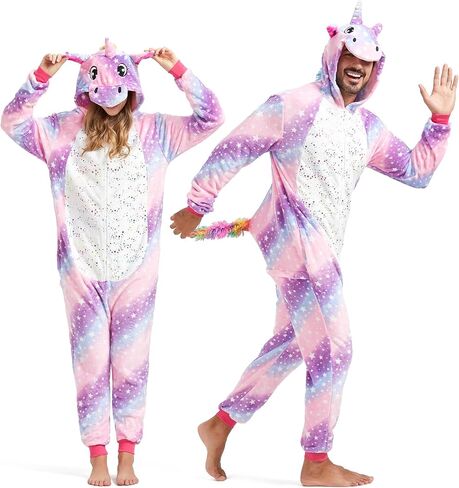 SISKIN Animal Onesie للبالغين - أزياء الهالوين وحيد القرن للنساء والرجال والأزواج بيجامات الهالوين التأثيرية على شكل حيوانات مقاس XL in Kuwait