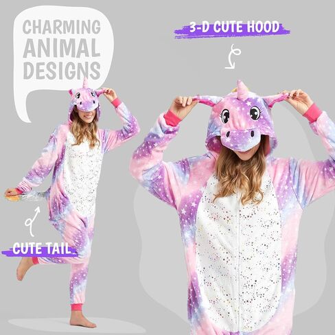 SISKIN Animal Onesie للبالغين - أزياء الهالوين وحيد القرن للنساء والرجال والأزواج بيجامات الهالوين التأثيرية على شكل حيوانات مقاس XL in Kuwait