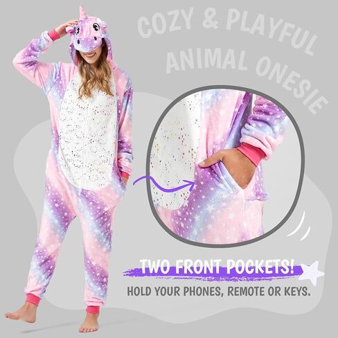 SISKIN Animal Onesie للبالغين - أزياء الهالوين وحيد القرن للنساء والرجال والأزواج بيجامات الهالوين التأثيرية على شكل حيوانات مقاس XL in Kuwait