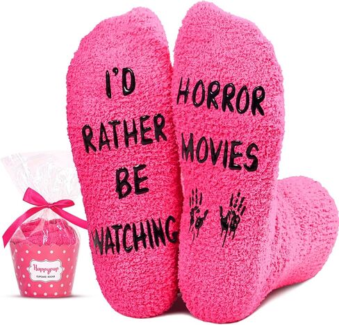 HAPPYPOP Funny Women Horror Movie Socks Women Halloween Socks, Novelty Horror Movie Gifts Scary Movie gifts Movie Lover Dark Pink in Saudi Arabia