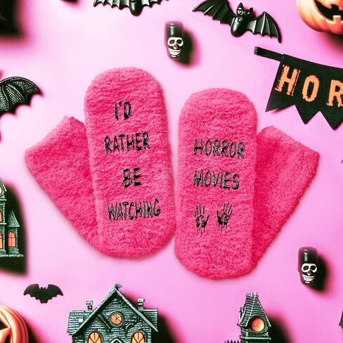 HAPPYPOP Funny Women Horror Movie Socks Women Halloween Socks, Novelty Horror Movie Gifts Scary Movie gifts Movie Lover Dark Pink in Saudi Arabia