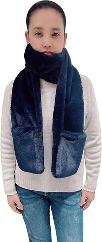 Lina & Lily Women's Winter Faux Fur Scarf Neck Warmer with Pockets in Saudi Arabia