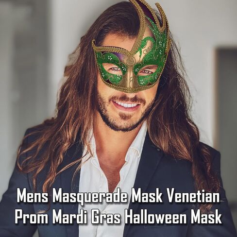 قناع Luxury Mask® Masquerade للرجال، قناع بتصميم كلاسيكي متقلب موسيقي لماردي غرا، والحفلات الراقصة والحفلات التنكرية in Kuwait