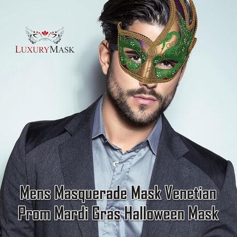 قناع Luxury Mask® Masquerade للرجال، قناع بتصميم كلاسيكي متقلب موسيقي لماردي غرا، والحفلات الراقصة والحفلات التنكرية in Kuwait