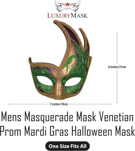 قناع Luxury Mask® Masquerade للرجال، قناع بتصميم كلاسيكي متقلب موسيقي لماردي غرا، والحفلات الراقصة والحفلات التنكرية in Kuwait