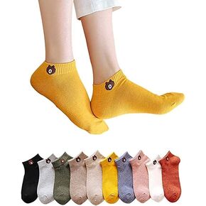 10 pairs of cotton socks for women in a gift bag Fashion Funny Cartoon Cotton Socks, Womens ankle socks, Cute socks,Funny socks for women and girls, size 9-11 and colorful socks,, Multi-colored in Kuwait