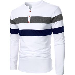 SOLY HUX Men's Color Block T Shirts Long Sleeve Notched Neck Button Tees Tops in Saudi Arabia