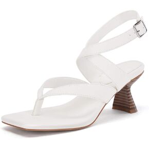 Coutgo Womens Strappy Sandals Flip Flops Kitten Heel Square Open Toe Ankle Strap Summer Fashion Sandal in Kuwait