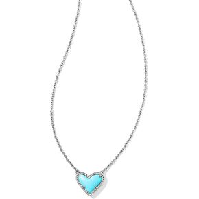 Kendra Scott Womens Ari Heart Pendant Necklace Rhod Turquoise One Size One Size in Saudi Arabia