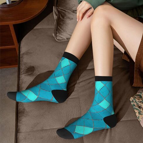 SHIRMDIY Shark Jumping Women Men Crew Socks, Casual Mid-Calf Funny Socks for Sport Gift in Saudi Arabia