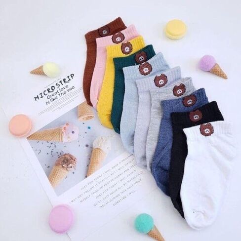 10 pairs of cotton socks for women in a gift bag Fashion Funny Cartoon Cotton Socks, Womens ankle socks, Cute socks,Funny socks for women and girls, size 9-11 and colorful socks,, Multi-colored in Kuwait