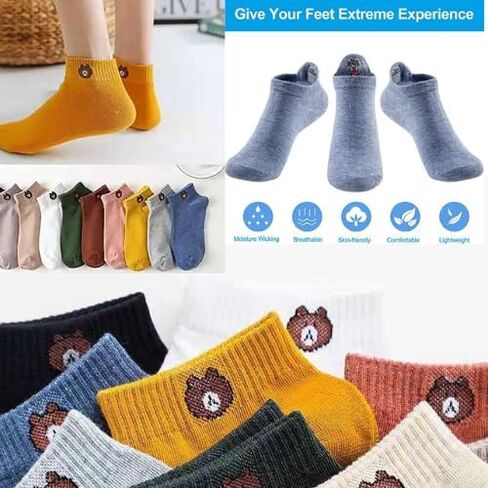 10 pairs of cotton socks for women in a gift bag Fashion Funny Cartoon Cotton Socks, Womens ankle socks, Cute socks,Funny socks for women and girls, size 9-11 and colorful socks,, Multi-colored in Kuwait
