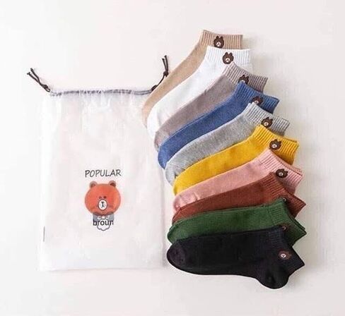 10 pairs of cotton socks for women in a gift bag Fashion Funny Cartoon Cotton Socks, Womens ankle socks, Cute socks,Funny socks for women and girls, size 9-11 and colorful socks,, Multi-colored in Kuwait