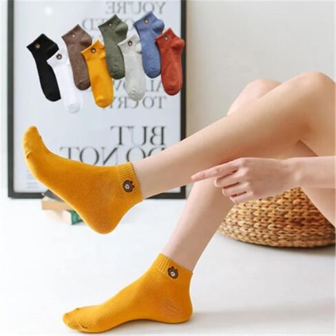 10 pairs of cotton socks for women in a gift bag Fashion Funny Cartoon Cotton Socks, Womens ankle socks, Cute socks,Funny socks for women and girls, size 9-11 and colorful socks,, Multi-colored in Kuwait
