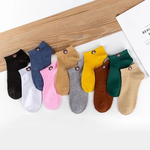 10 pairs of cotton socks for women in a gift bag Fashion Funny Cartoon Cotton Socks, Womens ankle socks, Cute socks,Funny socks for women and girls, size 9-11 and colorful socks,, Multi-colored in Kuwait