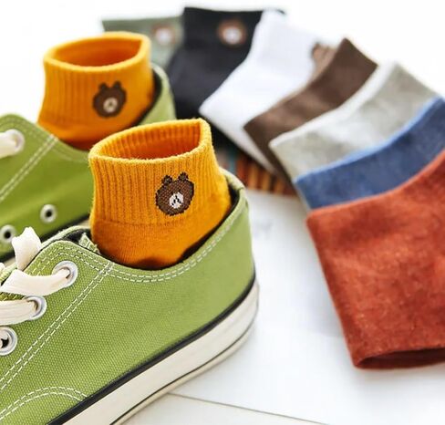 10 pairs of cotton socks for women in a gift bag Fashion Funny Cartoon Cotton Socks, Womens ankle socks, Cute socks,Funny socks for women and girls, size 9-11 and colorful socks,, Multi-colored in Kuwait