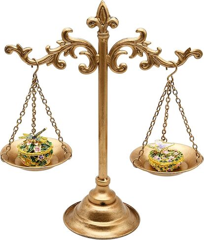 أبراج مجوهرات الميزان المعدنية ذات الطراز العتيق من Owlgift، منظم مستحضرات التجميل لعرض صينية المقياس، تخزين المجوهرات، حامل مركزي فريد من نوعه، مقياس العدالة للمحامي، حامل شموع المزرعة - برونزية in Saudi Arabia
