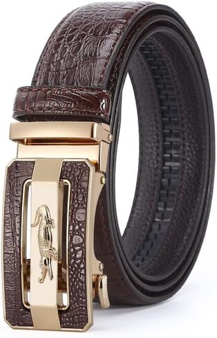 MNA Styles Men's Premium Ratchet Dress Belt - Genuine Leather, Adjustable & Stylish, Automatic Slide Buckle 2 Packs in Saudi Arabia