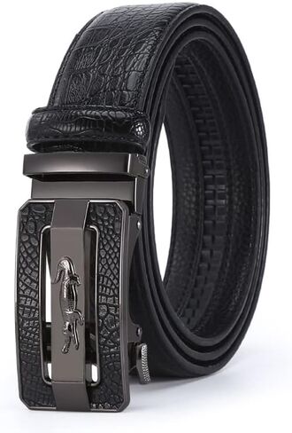 MNA Styles Men's Premium Ratchet Dress Belt - Genuine Leather, Adjustable & Stylish, Automatic Slide Buckle 2 Packs in Saudi Arabia