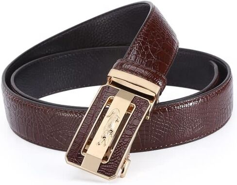 MNA Styles Men's Premium Ratchet Dress Belt - Genuine Leather, Adjustable & Stylish, Automatic Slide Buckle 2 Packs in Saudi Arabia