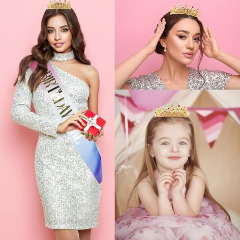 AHONEY الأخضر عيد ميلاد تيارا التيجان للنساء الفتيات وشاح تاج كريستال الأميرة تيارا Quinceanera تاج حجر الراين عصابات عيد ميلاد هدية زينة حفلة تأثيري الملحقات in Kuwait