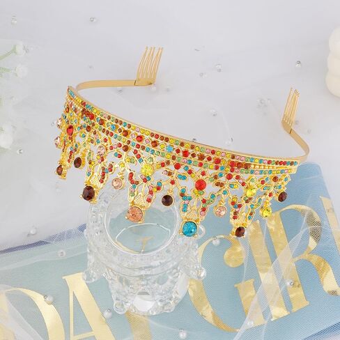 AHONEY الأخضر عيد ميلاد تيارا التيجان للنساء الفتيات وشاح تاج كريستال الأميرة تيارا Quinceanera تاج حجر الراين عصابات عيد ميلاد هدية زينة حفلة تأثيري الملحقات in Kuwait