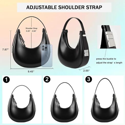 حقيبة كتف صغيرة على شكل هلال من Sunwel Fashion تحت الذراع، محفظة صغيرة بحزام قابل للتعديل للنساء مع شريط in Kuwait