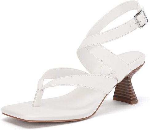 صندل حريمي من Coutgo شبشب فليب فلوب بكعب قطة مربع مفتوح من الأمام وشريط للكاحل صندل أنيق للصيف in Kuwait