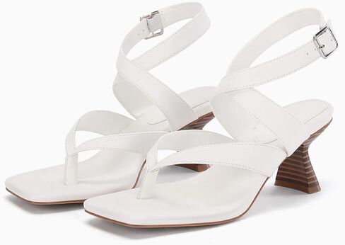 صندل حريمي من Coutgo شبشب فليب فلوب بكعب قطة مربع مفتوح من الأمام وشريط للكاحل صندل أنيق للصيف in Kuwait