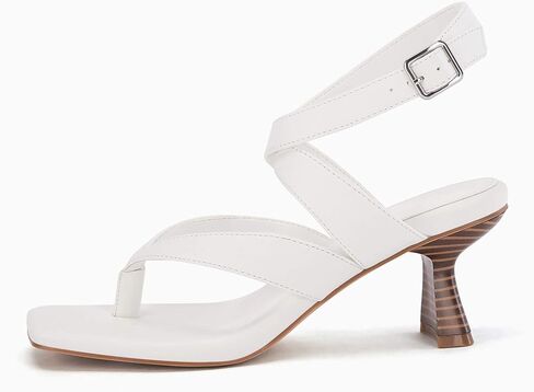 صندل حريمي من Coutgo شبشب فليب فلوب بكعب قطة مربع مفتوح من الأمام وشريط للكاحل صندل أنيق للصيف in Kuwait