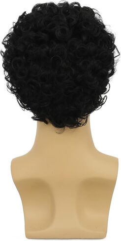 Amnenl Mens Short Curly Brown Black Wig with Bang 2Tone Cosplay Halloween Costume Party Wig Natural Synthetic Hair Wigs for Men in Kuwait