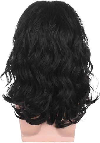 باروكة شعر كبيرة مجعدة سوداء طويلة للرجال من Morvally في فترة السبعينات والثمانينات من القرن العشرين، مثالية للهالوين، والحفلات التنكرية، والحفلات التنكرية in Kuwait