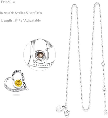ELDA & CO. Valentines Day Birthday Gifts I Love You to the Moon and Back Necklace 925 Sterling Silver February March Birthstones Amethyst Aquamarine Necklace for Women Heart Pendant Jewelry for Her in Kuwait