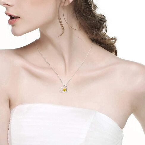 ELDA & CO. Valentines Day Birthday Gifts I Love You to the Moon and Back Necklace 925 Sterling Silver February March Birthstones Amethyst Aquamarine Necklace for Women Heart Pendant Jewelry for Her in Kuwait