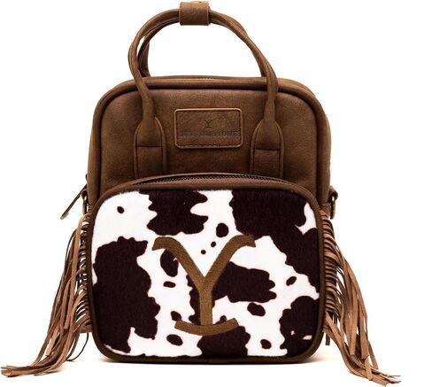 Paramount Network Bag, Cross Body, Yellowstone Dutton Ranch Cowboy Cowhide, Distressed Brown, Vegan Leather in Saudi Arabia