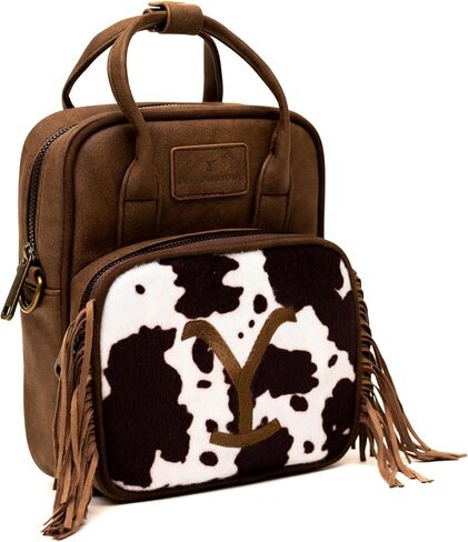 Paramount Network Bag, Cross Body, Yellowstone Dutton Ranch Cowboy Cowhide, Distressed Brown, Vegan Leather in Saudi Arabia