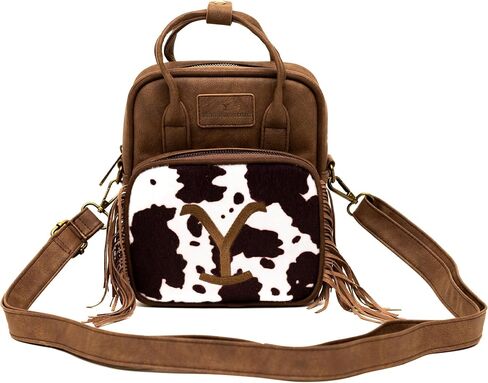 Paramount Network Bag, Cross Body, Yellowstone Dutton Ranch Cowboy Cowhide, Distressed Brown, Vegan Leather in Saudi Arabia