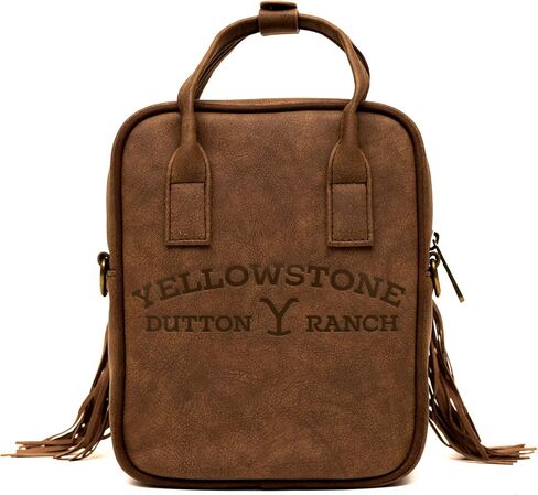 Paramount Network Bag, Cross Body, Yellowstone Dutton Ranch Cowboy Cowhide, Distressed Brown, Vegan Leather in Saudi Arabia
