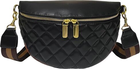 BELLSPIN Fanny Pack حقيبة كتف كروسبودي حقيبة صدر للنساء محفظة مبطنة جلد نباتي مع حزام سلسلة ذهبية in Saudi Arabia