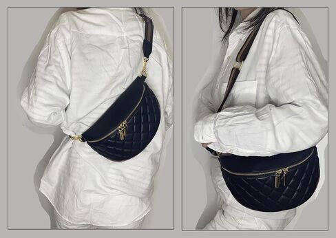 BELLSPIN Fanny Pack حقيبة كتف كروسبودي حقيبة صدر للنساء محفظة مبطنة جلد نباتي مع حزام سلسلة ذهبية in Saudi Arabia