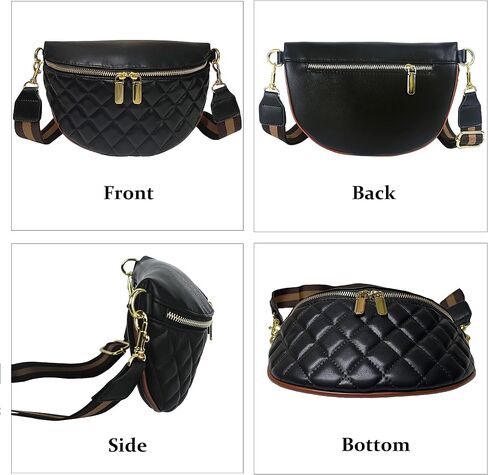 BELLSPIN Fanny Pack حقيبة كتف كروسبودي حقيبة صدر للنساء محفظة مبطنة جلد نباتي مع حزام سلسلة ذهبية in Saudi Arabia