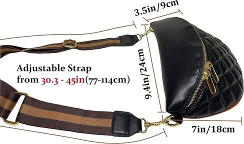 BELLSPIN Fanny Pack حقيبة كتف كروسبودي حقيبة صدر للنساء محفظة مبطنة جلد نباتي مع حزام سلسلة ذهبية in Saudi Arabia