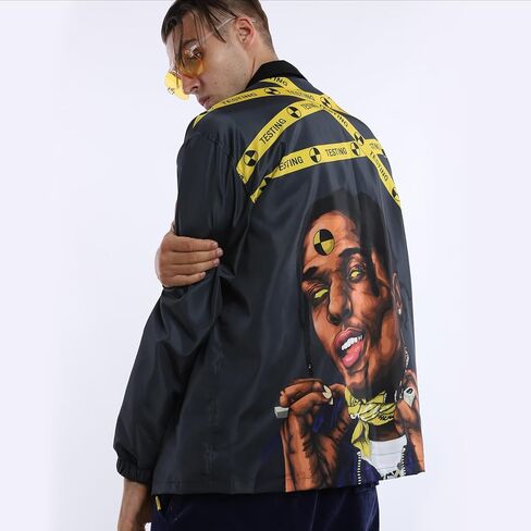 Chainsaw Man Mens ASAP Rocky Windbreaker Jackets Graphic Print Streetwear Long Sleeve Lightweight Coat in Kuwait