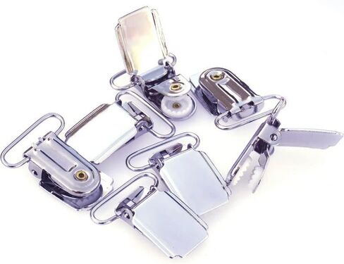 sutoyuen 1" Heavy Duty Suspender Clips Shiny Silver Metal Clips for Men Boy Suspenders Mitten Clips Bed Sheet Straps Clips Toy Holder in Saudi Arabia