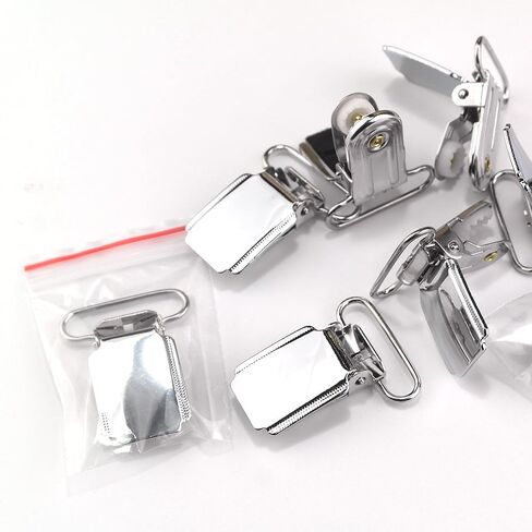 sutoyuen 1" Heavy Duty Suspender Clips Shiny Silver Metal Clips for Men Boy Suspenders Mitten Clips Bed Sheet Straps Clips Toy Holder in Saudi Arabia