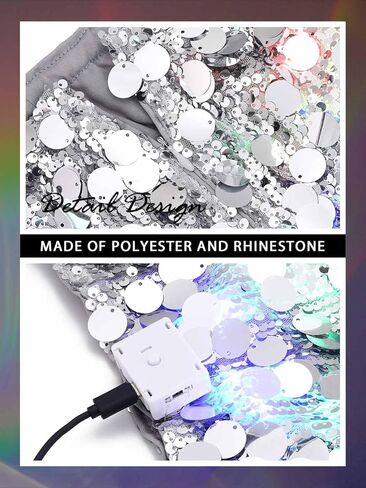 REETAN Light up Sequin Sparkly Skirts LED Music Dance Skirt Rave Club Disco Skirt Costume for Women and Girls in Kuwait